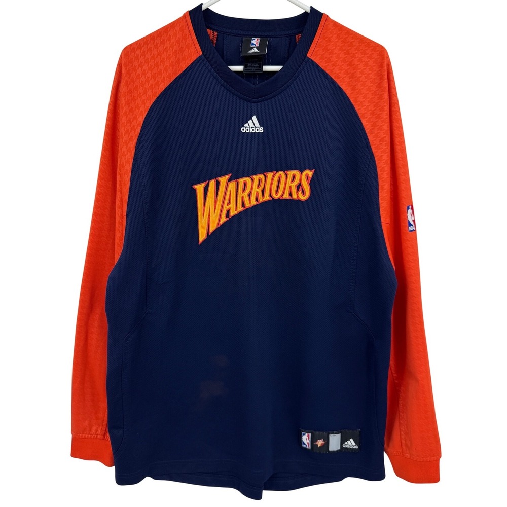 Vintage‎ Adidas Golden State Warriors NBA Shooting Shirt Navy Orange Mens L 2007